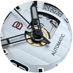 Vue des aiguilles sur cadran blanc, pour le modèle de montre en kit Delta